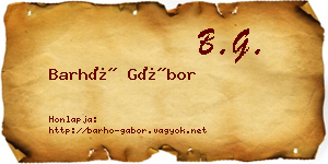 Barhó Gábor névjegykártya